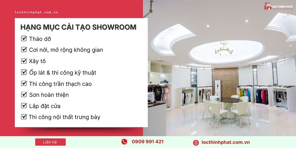 Các hạng mục cải tạo showroom tại Lộc Thịnh Phát